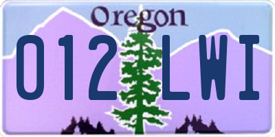 OR license plate 012LWI