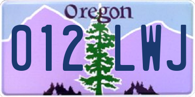 OR license plate 012LWJ