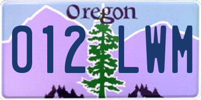 OR license plate 012LWM