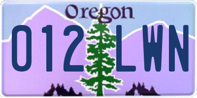 OR license plate 012LWN