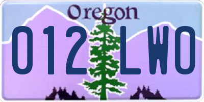 OR license plate 012LWO