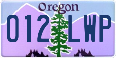 OR license plate 012LWP