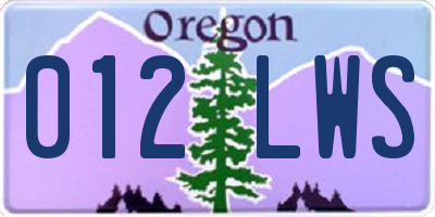 OR license plate 012LWS