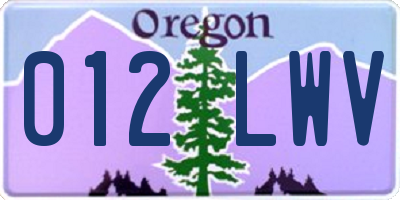 OR license plate 012LWV