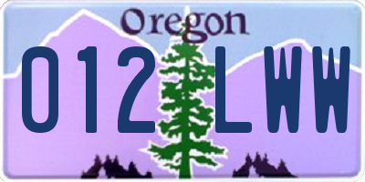 OR license plate 012LWW