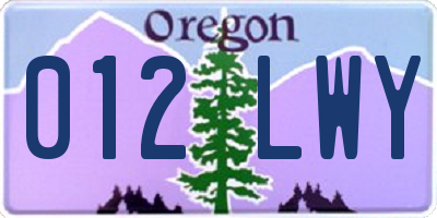 OR license plate 012LWY