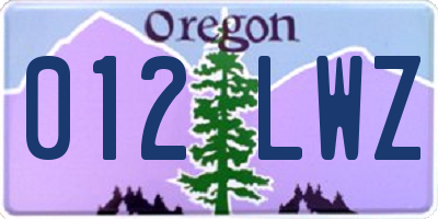 OR license plate 012LWZ