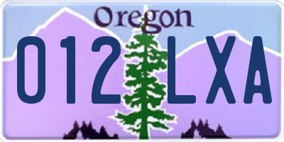OR license plate 012LXA