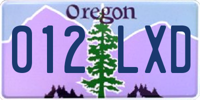 OR license plate 012LXD