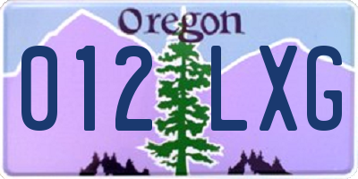 OR license plate 012LXG