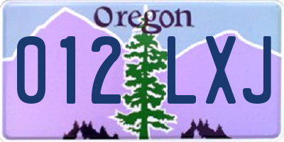 OR license plate 012LXJ