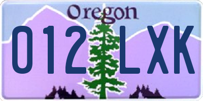 OR license plate 012LXK
