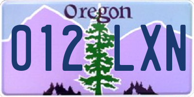 OR license plate 012LXN