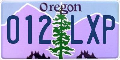 OR license plate 012LXP