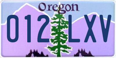 OR license plate 012LXV