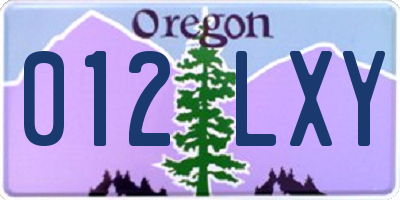 OR license plate 012LXY