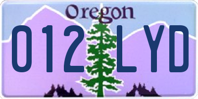 OR license plate 012LYD