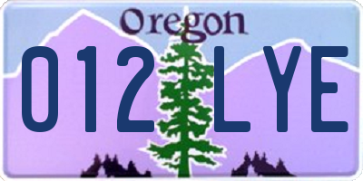 OR license plate 012LYE