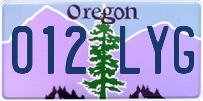 OR license plate 012LYG