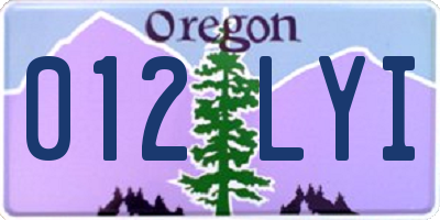 OR license plate 012LYI