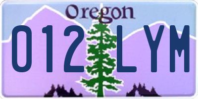 OR license plate 012LYM