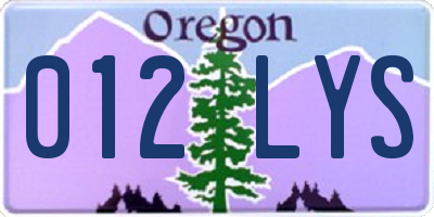 OR license plate 012LYS