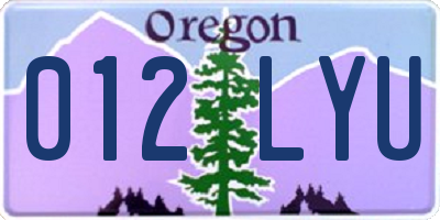 OR license plate 012LYU