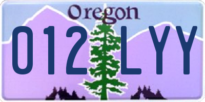 OR license plate 012LYY