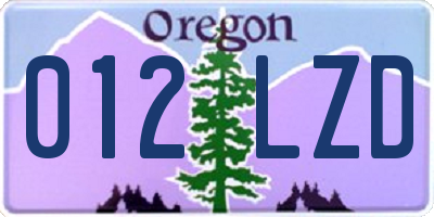 OR license plate 012LZD