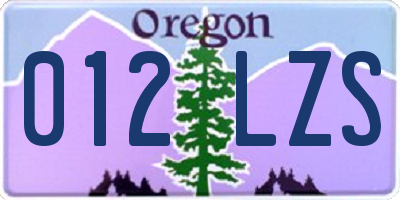 OR license plate 012LZS