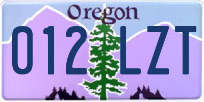 OR license plate 012LZT
