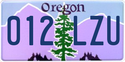 OR license plate 012LZU