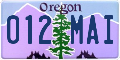 OR license plate 012MAI