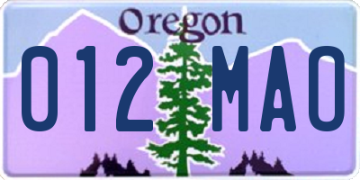 OR license plate 012MAO