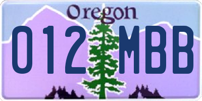 OR license plate 012MBB