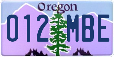 OR license plate 012MBE
