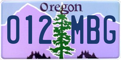 OR license plate 012MBG