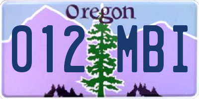 OR license plate 012MBI