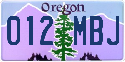 OR license plate 012MBJ