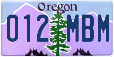 OR license plate 012MBM