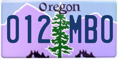 OR license plate 012MBO