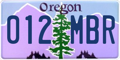 OR license plate 012MBR