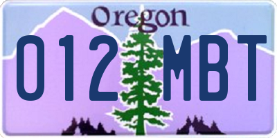 OR license plate 012MBT