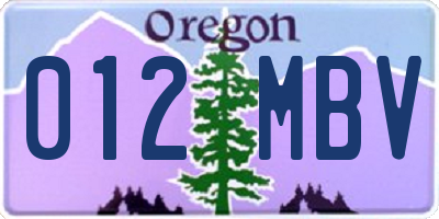 OR license plate 012MBV
