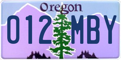 OR license plate 012MBY