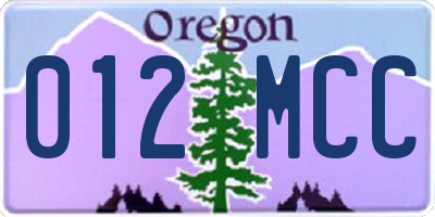 OR license plate 012MCC