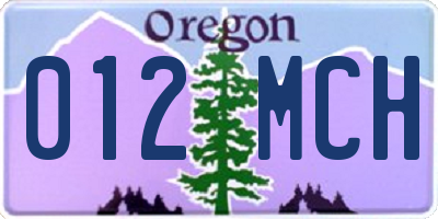 OR license plate 012MCH