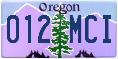 OR license plate 012MCI
