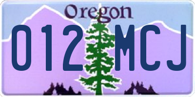 OR license plate 012MCJ