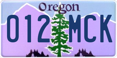 OR license plate 012MCK